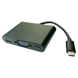 ADATTATORE TYPE C/VGA M/F + 1x USB3.0 A F + 1x TYPE C (POWER DELIVERY)