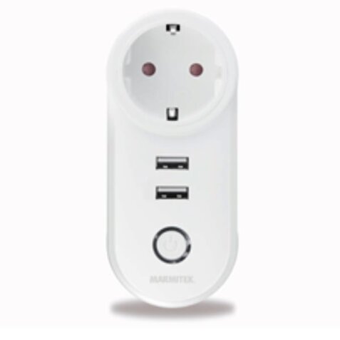 Smart Wi-Fi power plug - 15A   2 USB   on/off manual   automatic   energy meter   IEC plug type F (DE/NL/ES etc.)