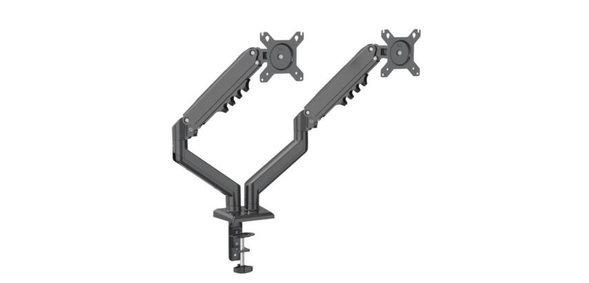 NILOX TECH - Supporto Monitor a doppio braccio, adatto a monitor dai 15" fino a 32", VESA: 75x75 e 100x100