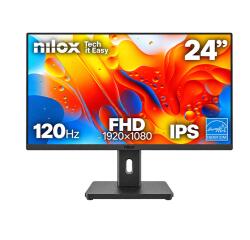 NILOX TECH - Monitor Regolabile 24" 120Hz/IPS/Multimedia/Full HD/HDMI/DP/VGA/ENERGY STAR