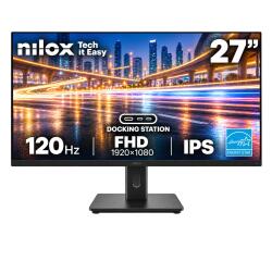 NILOX TECH - Monitor Regolabile 27" 120Hz/IPS/Docking USB-C 65W/Multimedia/Full HD/HDMI/DP/ENERGY STAR