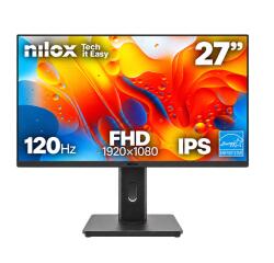 NILOX TECH - Monitor Regolabile 27" 120Hz/IPS/Multimedia/Full HD/HDMI/DP/VGA/ENERGY STAR