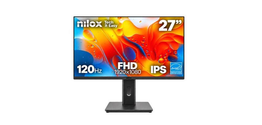 NILOX TECH - Monitor Regolabile 27" 120Hz/IPS/Multimedia/Full HD/HDMI/DP/VGA/ENERGY STAR