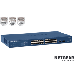 ProSafe Gigabit SmartSwitch 24 porte 10/100/1000Mbps  Feature  128VLAN  RSTP e MSTP  QoS layer 2 e 3  LACP  Funzionalità Ethernet Aud