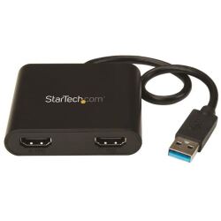 Startech.com usb 3.0 to dual hdmi adapter - 1x 4k 30hz & 1x 1080p - external video & graphics card - usb type-a to hdmi dual monitor display