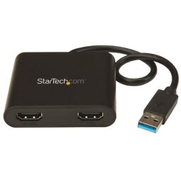 StarTech.com USB 3.0 to Dual HDMI Adapter - 1x 4K 30Hz & 1x 1080p - External Video & Graphics Card - USB Type-A to HDMI Dual Monitor Display