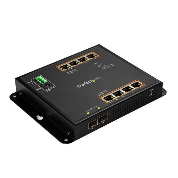 Switch Ethernet Gigabit a 8 porte PoE+ con 2 connessioni SFP Gestito -  Montabile a Parete con accesso frontale (IES101GP2SFW) su