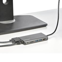 ADATTATORE MULTIPORTA USB-C A HDMI O VGA 100W PD - CAVO INTEGRATO 30  CM -  LETTORE SCHEDE SD - MINI DOCK USB-C