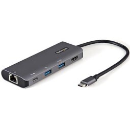 StarTech.com USB C Multiport Adapter - 10Gbps USB Type-C Mini Dock with 4K 30Hz HDMI - 100W Power Delivery Passthrough - 3-Port USB Hub, GbE