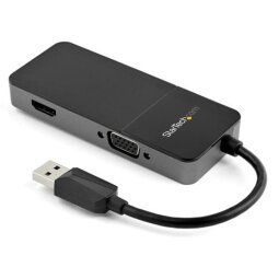 StarTech.com USB 3.0 to HDMI and VGA Adapter - 4K/1080p USB Type-A Dual Monitor Multiport Adapter Converter - External Video Graphics Card f