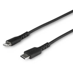 StarTech.com 2m USB C to Lightning Cable - Durable Black USB Type C to Lightning Connector Fast Charge & Sync Charging Cord, Rugged w/Aramid