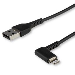 StarTech.com 2m USB A to Lightning Cable - Durable 90 Degree Right Angled Black USB Type A to Lightning Connector Sync & Charger Cord w/Aram