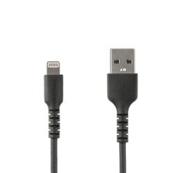 Startech.com 2m usb a to lightning cable - durable black usb type a to lightning connector charge and sync charger cord - rugged w/aramid fi