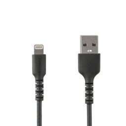 StarTech.com 2m USB A to Lightning Cable - Durable Black USB Type A to Lightning Connector Charge and Sync Charger Cord - Rugged w/Aramid Fi