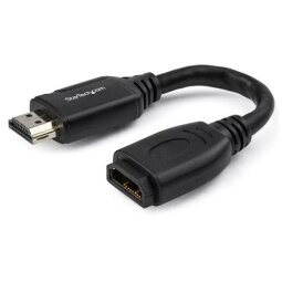 StarTech.com 6in High Speed HDMI Port Saver Cable with 4K 60Hz - Short HDMI 2.0 Male to Female Adapter Cable - Port Extender (HD2MF6INL) - H