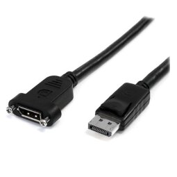 StarTech.com 3ft (1m) Panel Mount DisplayPort Cable - 4K x 2K - DisplayPort 1.2 Extension Cable Male to Female - DP Video Extender Cord with