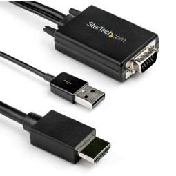 StarTech.com 2m VGA to HDMI Converter Cable with USB Audio Support & Power, Analog to Digital Video Adapter Cable to connect a VGA PC to HDM