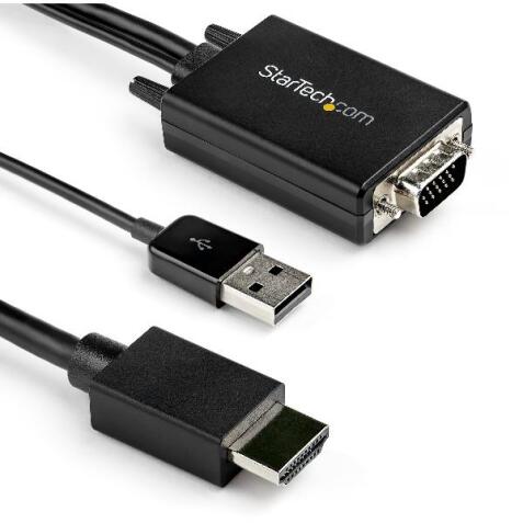 Cavo adattatore da VGA a HDMI da 2 m - Alimentazione via USB - 1080p -Convertitore attivo VGA (M) a HDMI (M) (VGA2HDMM2M)