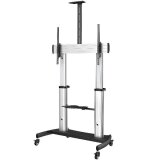 Startech.com mobile tv stand - heavy duty tv cart for 60-100" display (100kg/220lb) - height adjustable rolling flat screen floor standing o