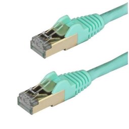 StarTech.com 1m CAT6a Ethernet Cable - 10 Gigabit Shielded Snagless RJ45 100W PoE Patch Cord - 10GbE STP Network Cable w/Strain Relief - Aqu