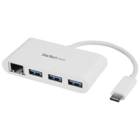 Hub USB 3.0 a 3 porte con Gigabit Ethernet - USB-C a 3x USB-A - Perno e Concentratore USB Type-C - Bianco
