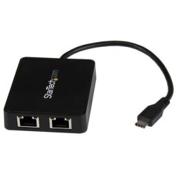 StarTech.com USB-C to Dual Gigabit Ethernet Adapter with USB 3.0 (Type-A) Port - USB Type-C Gigabit Network Adapter (US1GC301AU2R) - network