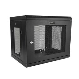 StarTech.com 2 Post 9U 19" Wall Mount Network Cabinet, Adjustable Depth 6-15" Locking IT Switch Depth Enclosure, Vented Computer/Electronics