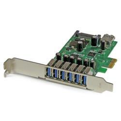 StarTech.com 7 Port PCI Express USB 3.0 Card - Standard & Low-Profile - SATA Power - UASP Support - 1 Internal & 6 External USB 3.0 Ports (P
