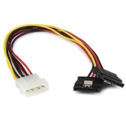 Startech.com 12in lp4 to 2x latching sata power y cable splitter adapter - 4 pin lp4 to dual sata