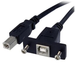 Cavo USB per montaggio a pannello 30cm nero - USB Type B (F) a USB Type B (M) - USB 2.0 -Viti a testa zigrinata (USBPNLBFBM1)