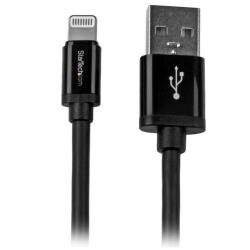 StarTech.com 2m (6ft) Long Black Apple® 8-pin Lightning Connector to USB Cable for iPhone / iPod / iPad - Charge and Sync Cable (USBLT2MB) -