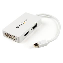 Startech.com travel a/v adapter: 3-in-1 mini displayport to vga dvi or hdmi converter - white