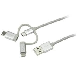 StarTech.com 1 m (3 f.t) USB Multi Charging Cable - USB to Micro-USB or USB-C or Lightning for iPhone / iPad / iPod / Android - Apple MFi Ce