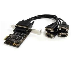 StarTech.com 4 Port PCI Express RS232 Serial Adapter Card - Single-Lane PCI Express - Breakout Cable - RS232 Extension - PCIe Serial Card (P