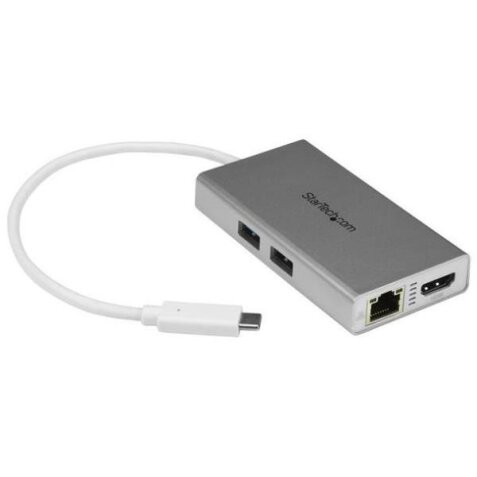 Adattatore Multifunzione USB-C per portatili - Power Delivery - 4K HDMI - Gbe - USB 3.0 - Bianco e Argento