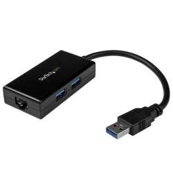StarTech.com 2 Port USB 3.0 Hub with Ethernet - USB 3.0 x 2 - Gigabit Ethernet Network Adapter for Windows / Mac / Chrome (USB31000S2H) - ne