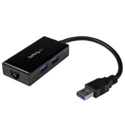 Adattatore USB 3.0 a Ethernet Gigabit con Hub USB a 2 porte incorporato