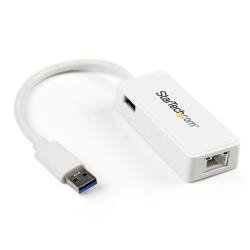Adattatore USB 3.0 a Ethernet Gigabit NIC con porta USB - Bianco