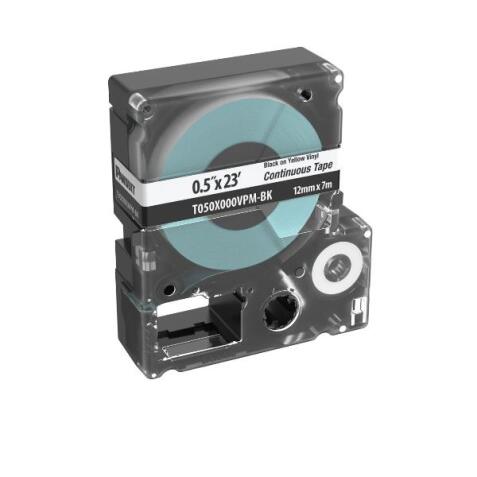 CASSETTA NASTRO L=7 M E H=12 MM IN VINILE  NERO SU BIANCO