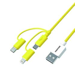 PANTONE - 12W 3in1 Micro Usb/USB-C/Lightning Cable