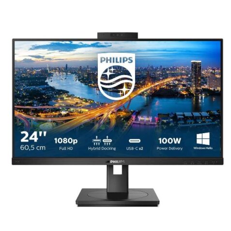 23 8 usb-c docking monitor LED IPS 1920x1080 16:9  web-cam powersensor multimediale pivot ergonmomico lan hub usb 4x 3 0