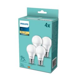 PHILIPS LAMPADINA LED A GOCCIA LUCE BIANCA CALDA CONF 4 75W