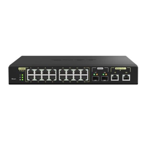 QSW-M2116P-2T2S  16 PORTS 2.5GBE RJ45 WITH POE 802.3AT(30W)  2 PORTS  10GBE SFP+  2 PORTS 10GBE RJ45 WITH POE 802.3BT(90W)  MAX POE POWER