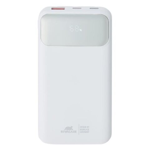 Battery Bank (10000 mAh) 22,5W fast charger con 3 cavi integrati (di cui Type C ed USB con funzione ricarica) Bianco