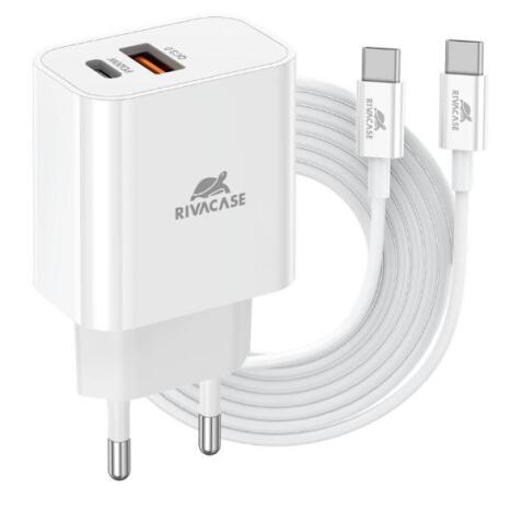 CARICATORE DA PARETE - 20W PD 1 USB C + 1 USB A + CAVO TYPE C - TYPE CBIANCO