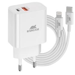 CARICATORE DA PARETE - 20W PD 1 USB C + 1 USB A + CAVO TYPE C -       LIGHTNING BIANCO