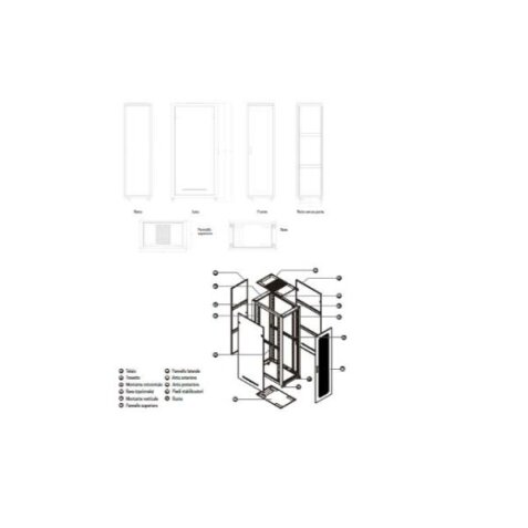 RACK A PAVIMENTO SERVER RSA IP20 19 POLLICI 42U L800XP1200  SMONTATO COLORE NERO