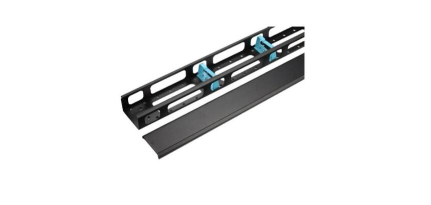 CANALA VERTICALE GESTIONE CAVI 27U CON ANELLI E COPERCHIO PER RACK RNA E RSB L800  CONFEZIONE 2 PEZZI  COLORE NERO