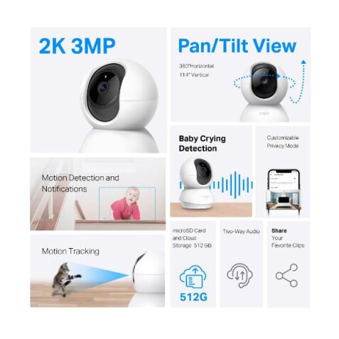 PAN/TILT HOME SECURITY WI-FI CAM