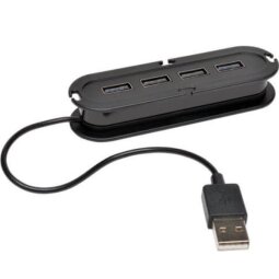 Tripp Lite 4-Port USB 2.0 Compact Mobile Hi-Speed Ultra-Mini Hub w/ Cable - hub - 4 ports